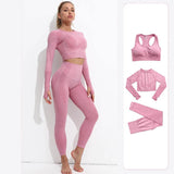 2024 3 Pcs Winter Fitness Women Stretch Yoga Set seamless leggings set  Yoga Suit Sport Wear