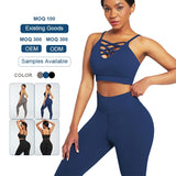 HEXIN Summer New Style Sports Wear Two Piece Sleeveless Vest Seamless Yoga Set Gym Wear Women Fitness Clothing Workout Sets