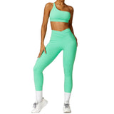 Sexy Women One Shoulder Sports Bra and V Waist Leggings Sets Suit Workout Sets Gym Wear Fitness Wear