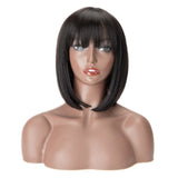 Rebecca fashion Manufacture wig 12 inches Brazilian Straight shape inside button Short Bob Wigs Synthetic Hair Wigs For Women