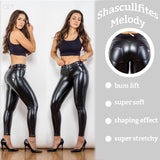 Melody wear  women's leather yoga leggings high waisted workout yoga pants fitness sport leggings for girls