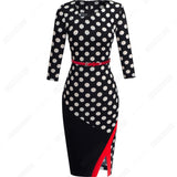 Women Formal Knee Length Asymmetrical Neck Wear to Work Business Office Bodycon Elegant Pencil Dress EB290