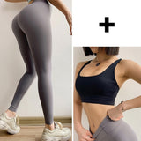 Solid Yoga Set Sports Wear for Women Gym Fitness Clothing Booty Yoga Leggings + Sport Bra Sport Suit Plus Size Sportswear