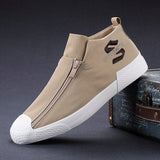 Men Canvas Casual Shoes Fashion Double-row Zipper Design Loafers Light Walking Shoes For Men Breathable shoes zapatillas hombre