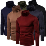 Men&#39;s Slim Fit Long Sleeve Mock Turtleneck Pullover Sweater Solid Color Knitted Thermal Underwear Sweater