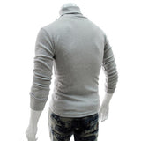 Long Sleeve Turtleneck Men Pullover Soft Solid Color Stretchy Knitted Shirt for Autumn Winter