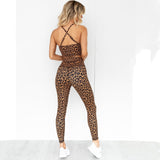 2022 Yoga Set Women 2 Piece Leopard Sport Suit Fitness Wear Running Workout Push Up Leggings Yoga Pant Female Tracksuit