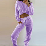 2 Piece Set Pullovers Oversize Tracksuit Women Sweatshirt Suit Sports Lounge Wear Outfits Pink Casual Solid Sweatpants Spring