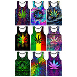 Weeds Leaf 3D Printed Tank Tops for Men Hot Fashion 3D Printing Tank-tops From Men Casual O-neck All Over Print singlet