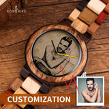 BOBO BIRD Couple Watch Relógio masculino Print Picture Quartz Wood Wristwatch Valentine&#39;s Couple Gifts Custom Logo Dropshippping