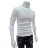 Long Sleeve Turtleneck Men Pullover Soft Solid Color Stretchy Knitted Shirt for Autumn Winter