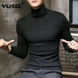 2022 Winter New Men&#39;s Turtleneck Sweaters Black Sexy Brand Knitted Pullovers Men Solid Color Casual Male Sweater Autumn Knitwear