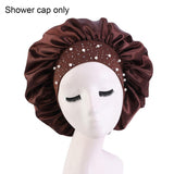 1Pcs Night Cap Skin-friendly Breathable Fabric Rhinestone Women Sleeping Hat for Travel Thick Shower Cap Bathroom Accessories