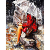 HUACAN DIY Diamond Painting Portrait Woman Umbrella Rain Step Diamond Embroidery Mosaic Your Own Private Picture