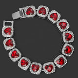 Iced Out Crystal Jewelry Bracelets For Men Hip Hop Accessories Red Ruby Stone Alloy Cheap