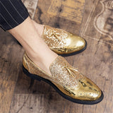 Fashion Tassel Men Loafers Gold Sequin Leather Dress Shoes Non-Slip Rubber Bar Party Wedding Oxford Breathable Footwear Size 48