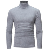 turtleneck for men Solid colour slim elastic thin pullover men Spring Autumn turtleneck men knitting brand long sleeve T-shirt