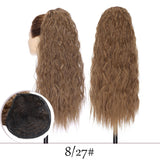 HAIRRO 22inch Yaki Long Afro Puff Ponytail Kinky Natural Hair Synthetic Kinky Straight Drawstring Ponytails With Elastic Band