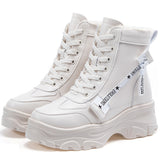 Leather Women's Chunky Boots Winter Thick Fur Warm Women Platform Sneakers, Combat Fashion