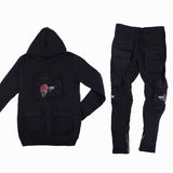 Rose Print Logo Men's Casual Tracksuit Jogging Suits Sweatsuit