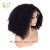 Sunlight Afro Kinky Curly Wig 13x4 Pre Plucked Lace Wigs 150% Density Peruvian Remy Short Lace Front Human Hair Wigs For Women