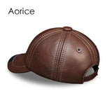 Men's  genuine leather baseball cap hat new male real cow skin adult solid adjustable hats/caps HL100