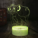 Cartoon Illusion Lamp Boy Room Decoration The King Lion Cute Simba  Crack Base 7 Colors Change USB Touch 3D LED Lamp Night Light