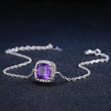 100% Natural Geometric Amethyst  Earrings Ring Bracelet Necklace 925 Sterling Silver Jewelry Set V001