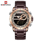 NAVIFORCE Sport Men Watches Fashion Nice Digital Quartz Wrist Watch Steel Waterproof Dual Display Date Clock Relogio Masculino