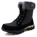 2023 Winter Warm Cotton Plush Leather Calf Boots Plus Size Waterproof Snow Rain Windproof Hiking Boots for Men