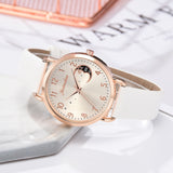 Women Watch Moon Numbers Dial Bracelet Watches Set Ladies Leather Band Quartz Wristwatch Women Female Clock Relogio Mujer Hot