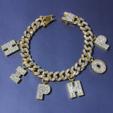 ICY MIAMI BAGUETTE CUSTOM LETTER CHARM NECKLACE BRACELET ANKLET 12mm cuban chain iced out women jewelry