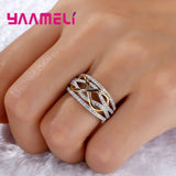 925 Sterling Silver Infinity Love Ring  Shining Cubic Zircon Bowknot Letter 8 Eternity Promise Jewelry for Woman Girlfriend