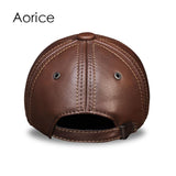 Men's  genuine leather baseball cap hat new male real cow skin adult solid adjustable hats/caps HL100