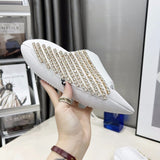 new Large size Foam thick-soled diamond slide slippers female summer casual rhinestone leather slippers