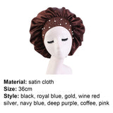 1Pcs Night Cap Skin-friendly Breathable Fabric Rhinestone Women Sleeping Hat for Travel Thick Shower Cap Bathroom Accessories