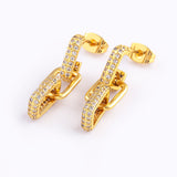 QIKU Crystal Rectangle Shape Chain Link Drop Earrings Gold Plated Copper Wedding Earring Jewelry Gift