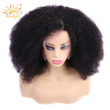 Sunlight Afro Kinky Curly Wig 13x4 Pre Plucked Lace Wigs 150% Density Peruvian Remy Short Lace Front Human Hair Wigs For Women