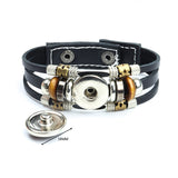 Viking Compass Leather Bracelets for Men Punk Retro Handmade Glass Snap Buttons Charm Bracelet Women Jewelry Accessories Gifts