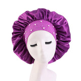 1Pcs Night Cap Skin-friendly Breathable Fabric Rhinestone Women Sleeping Hat for Travel Thick Shower Cap Bathroom Accessories