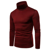 Men&#39;s Slim Fit Long Sleeve Mock Turtleneck Pullover Sweater Solid Color Knitted Thermal Underwear Sweater