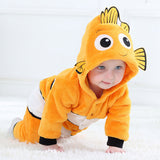 Fish Onesie Cosplay Costume Baby Lovely Kigurumis Jumpsuit  Yellow Fish Suit  Winter Warm Pajamas Child Funny Halloween Gift