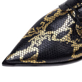 Lace-Up Brogue Woman Spring Autumn Flats PU Leather  Snake Print Women Shoes Pointed loafers Female Flat Oxford Shoe Mujer 42