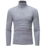 turtleneck for men Solid colour slim elastic thin pullover men Spring Autumn turtleneck men knitting brand long sleeve T-shirt