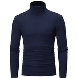 turtleneck for men Solid colour slim elastic thin pullover men Spring Autumn turtleneck men knitting brand long sleeve T-shirt