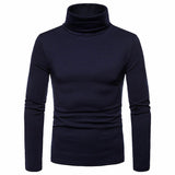 Men's Sweaters Winter Autumn Turtleneck Long Sleeve Plain Stretch Kintted Pullovers Basic Tops Slim Fit Fashion Mens Sweater