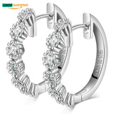 Fashion White Gold Plated 925 Sterling Silver VVS Moissanite Diamond Cluster Huggie Hoop Earrings