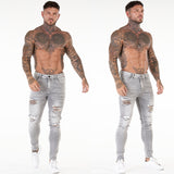 Wholesale Custom Private Labels High Street Fashionable Plus Size Distressed Denim Skinny Fit Ripped Men's Jeans Pants For Men