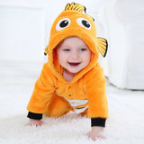 Fish Onesie Cosplay Costume Baby Lovely Kigurumis Jumpsuit  Yellow Fish Suit  Winter Warm Pajamas Child Funny Halloween Gift