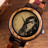 BOBO BIRD Couple Watch Relógio masculino Print Picture Quartz Wood Wristwatch Valentine&#39;s Couple Gifts Custom Logo Dropshippping